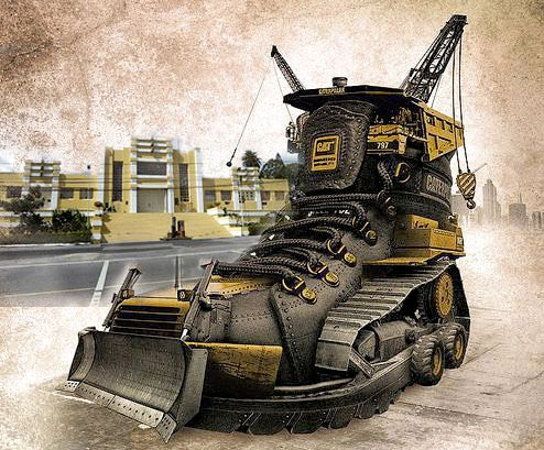 تبلیغات خلاقانه صنعتی Caterpillar brand work boots